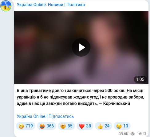 Telegram publication screenshot
