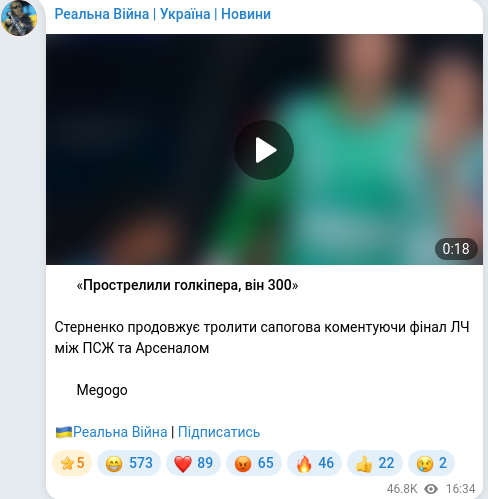 Telegram publication screenshot
