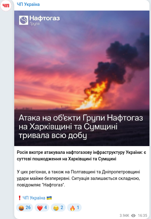 Telegram publication screenshot