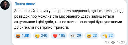 Telegram publication screenshot