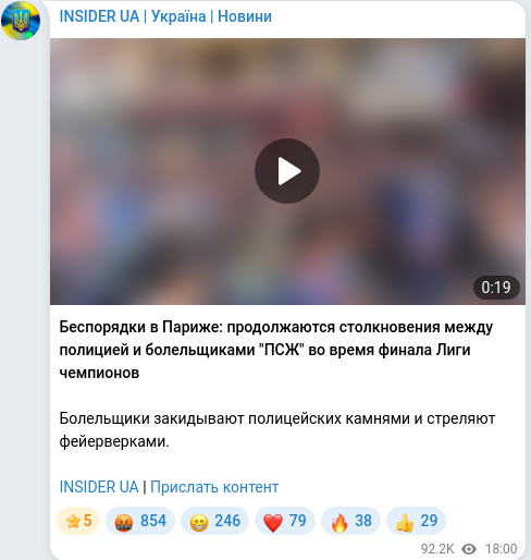 Telegram publication screenshot