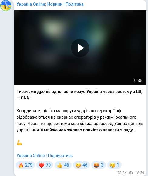 Telegram publication screenshot