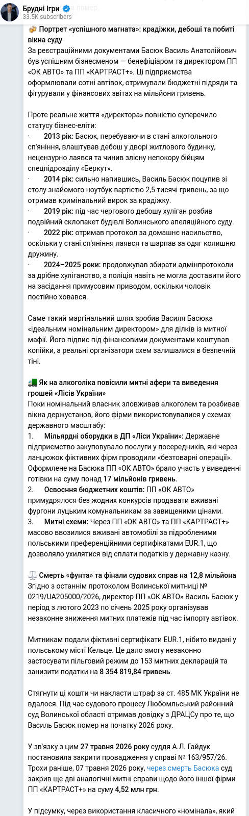 Telegram publication screenshot