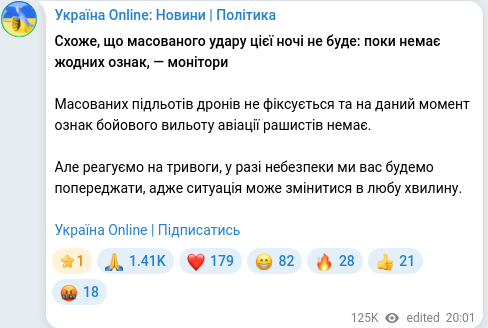 Telegram publication screenshot