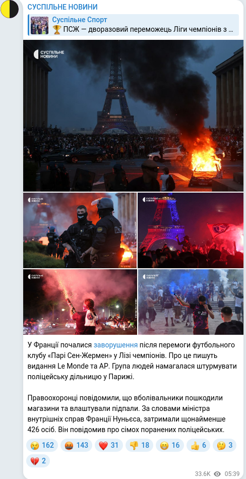 Telegram publication screenshot