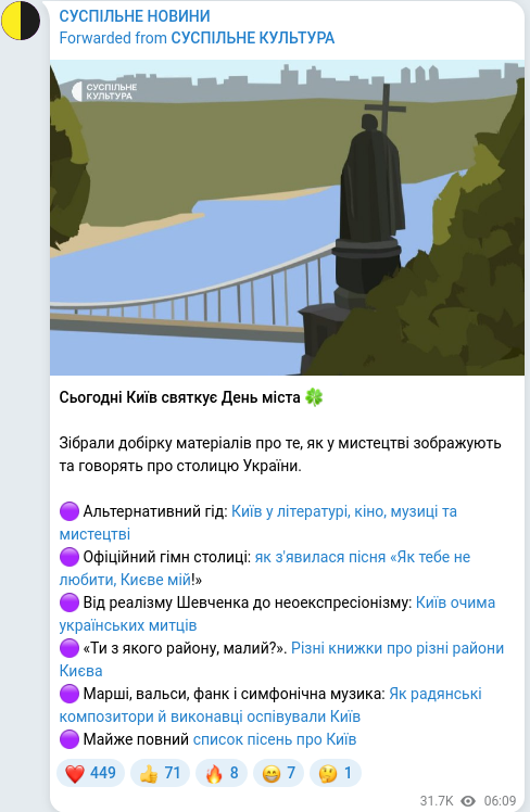 Telegram publication screenshot
