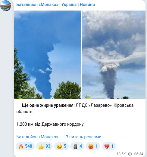 Telegram publication screenshot