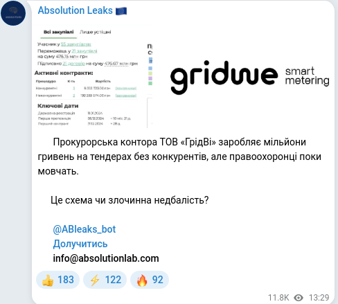 Telegram publication screenshot