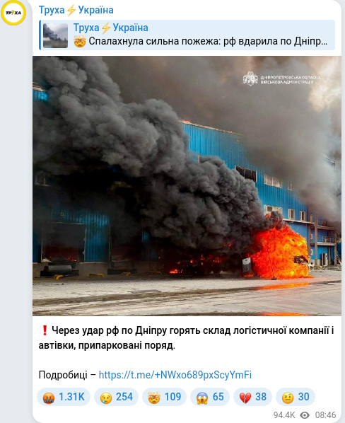 Telegram publication screenshot
