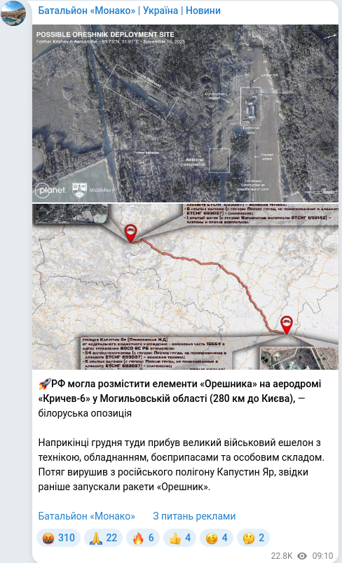 Telegram publication screenshot