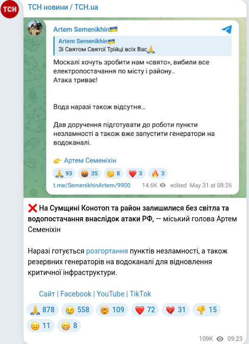 Telegram publication screenshot