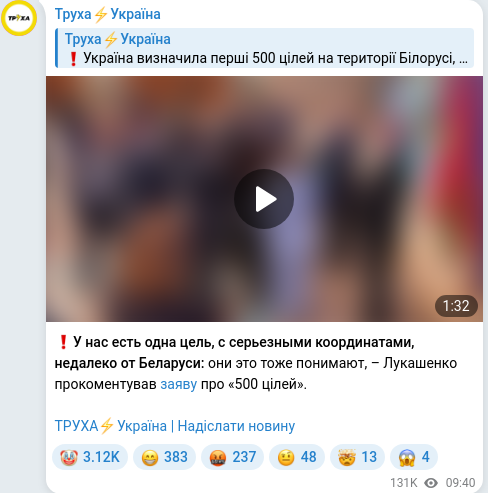 Telegram publication screenshot