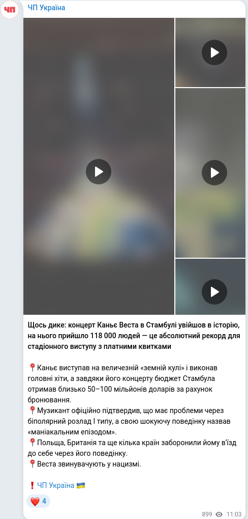 Telegram publication screenshot