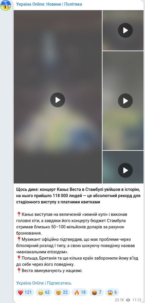 Telegram publication screenshot