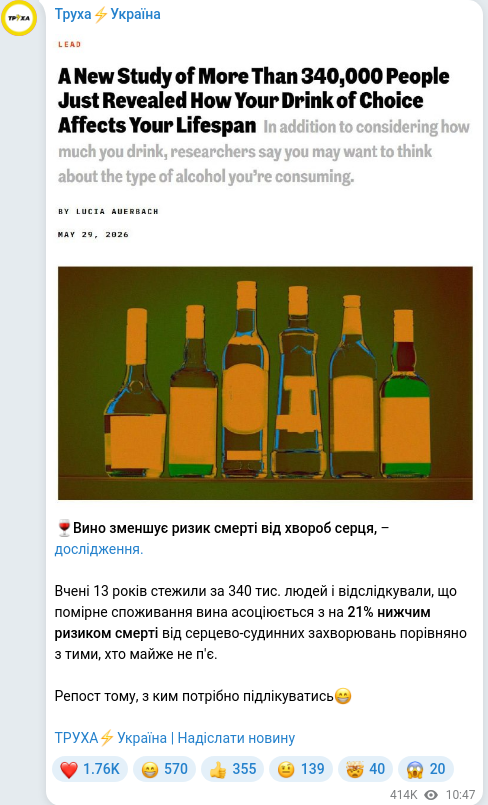 Telegram publication screenshot