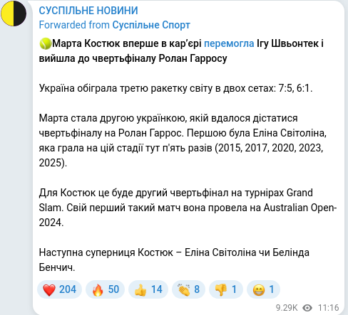 Telegram publication screenshot