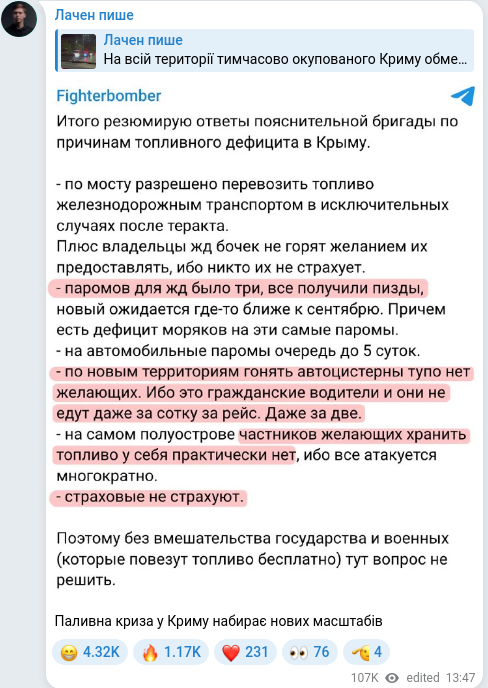 Telegram publication screenshot