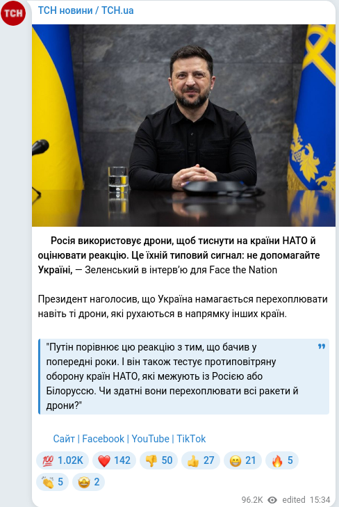 Telegram publication screenshot