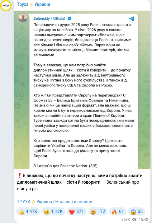 Telegram publication screenshot