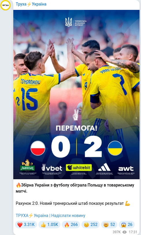 Telegram publication screenshot