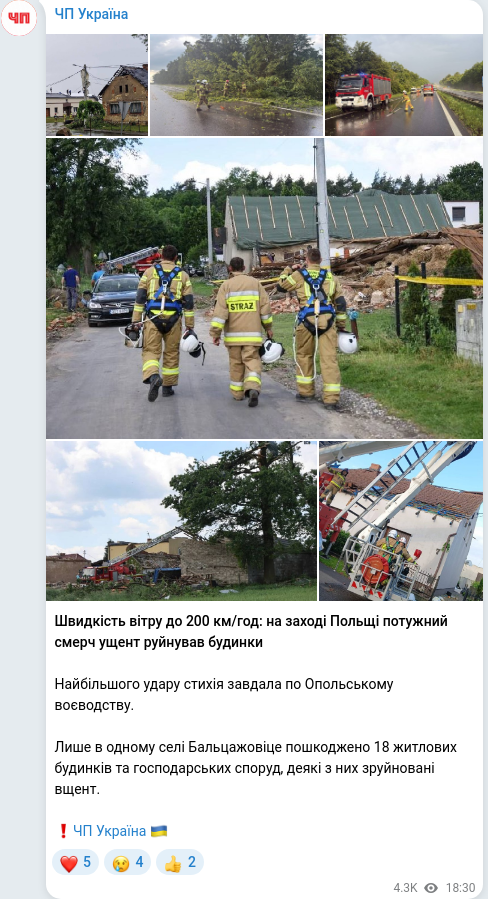 Telegram publication screenshot