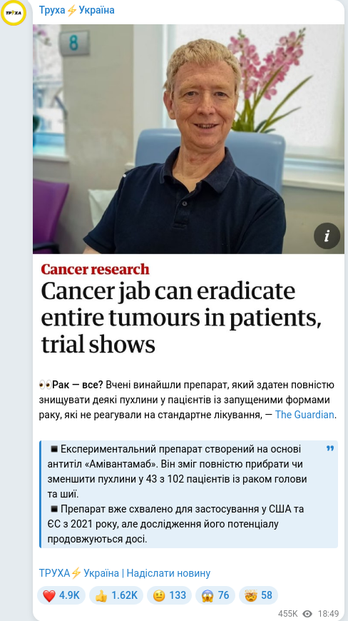Telegram publication screenshot