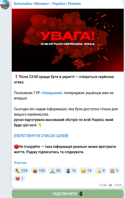 Telegram publication screenshot
