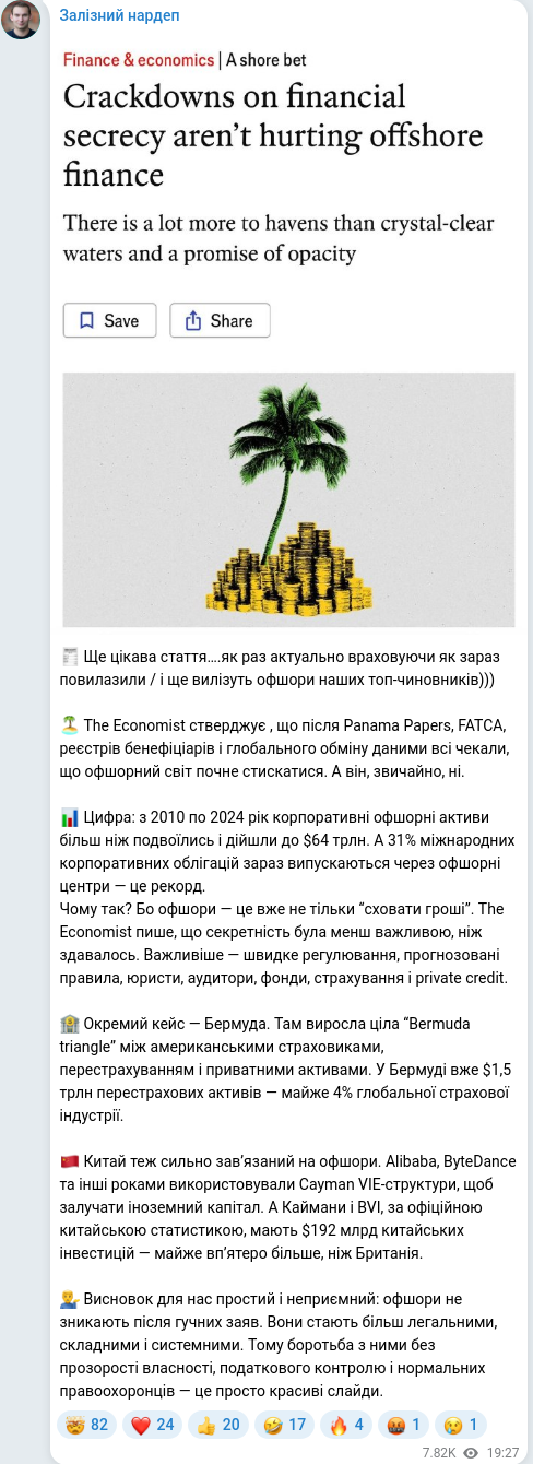 Telegram publication screenshot