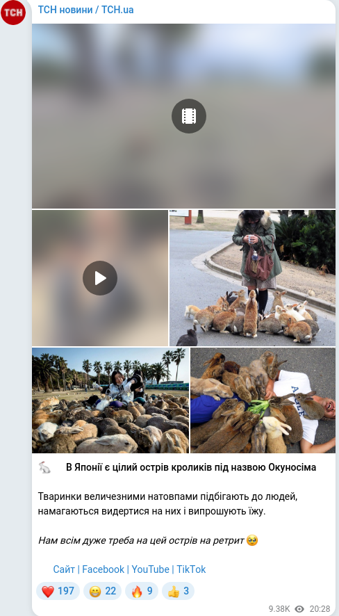Telegram publication screenshot