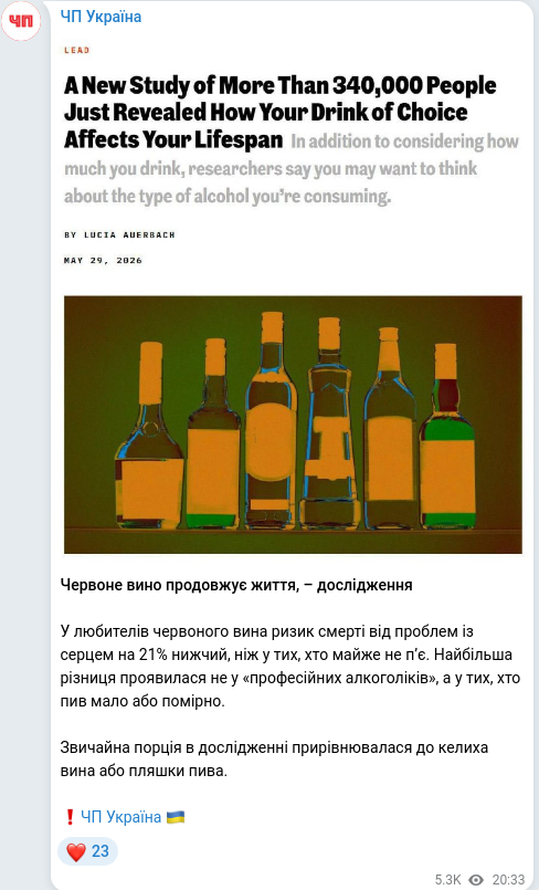 Telegram publication screenshot
