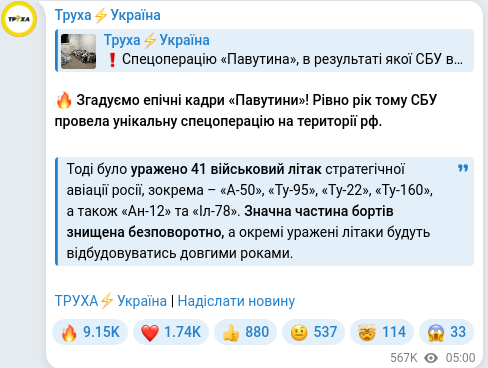 Telegram publication screenshot