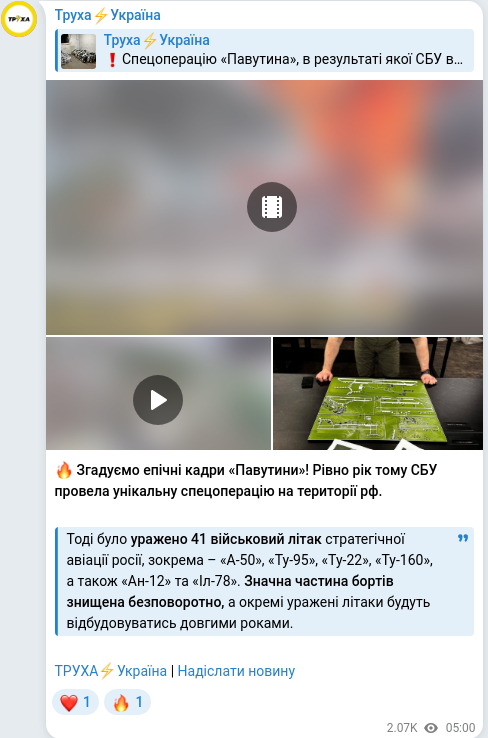 Telegram publication screenshot