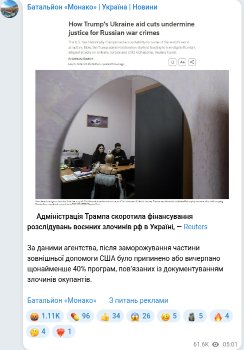 Telegram publication screenshot