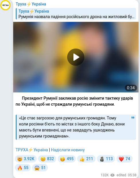 Telegram publication screenshot