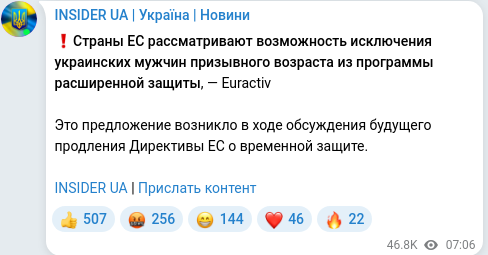 Скріншот Telegram-публікації
