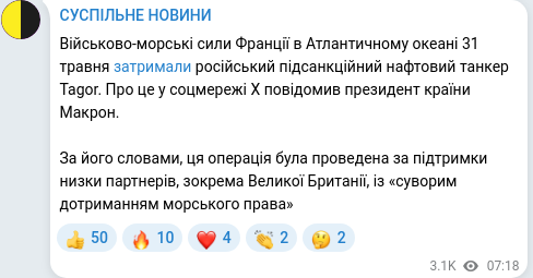 Telegram publication screenshot
