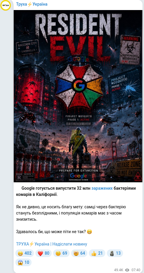 Telegram publication screenshot