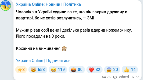 Telegram publication screenshot