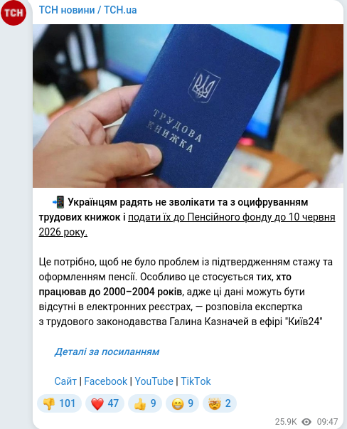 Telegram publication screenshot