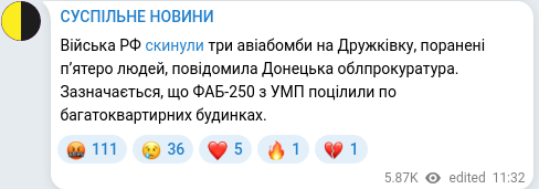 Скріншот Telegram-публікації