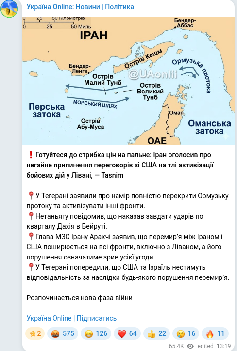 Telegram publication screenshot