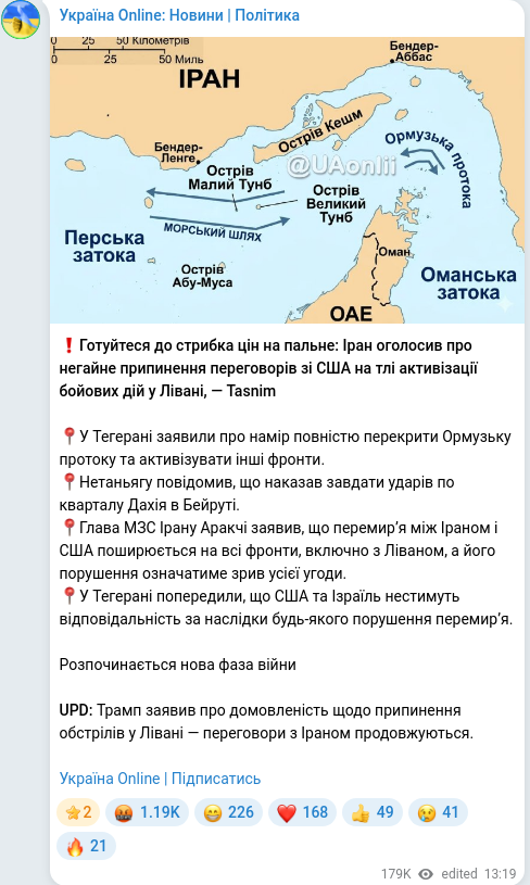 Telegram publication screenshot