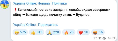 Telegram publication screenshot
