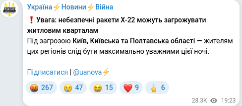 Скріншот Telegram-публікації