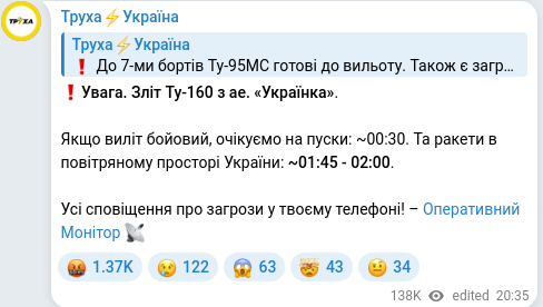 Telegram publication screenshot