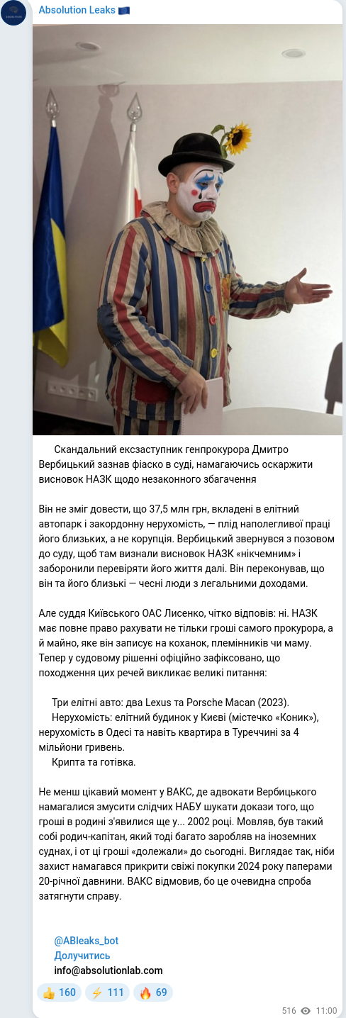 Telegram publication screenshot