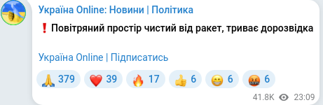 Telegram publication screenshot