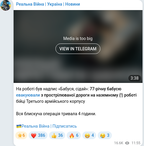 Скріншот Telegram-публікації