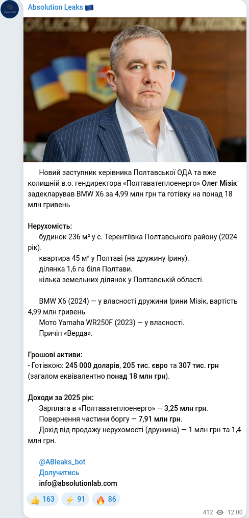 Telegram publication screenshot