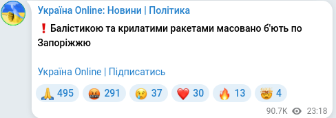 Telegram publication screenshot